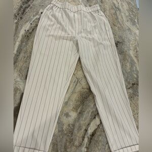 Sybilla striped comfy white pants stretchy band